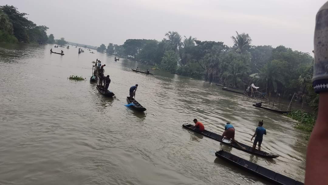 মণিরামপুরে ভেসে গেছে ঘের, ব্যবসায়ীদের মাথায় হাত নদীতে মাছ ধরার হিড়িক